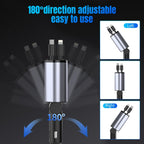 4-In-1 120W Multifunctional USB Retractable Dual-Line Digital Display Car Fast Charger