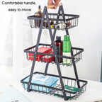 3-Layer Handheld Fruit Basket Removable Living Room Kitchen Bread Snacks Storage Basket