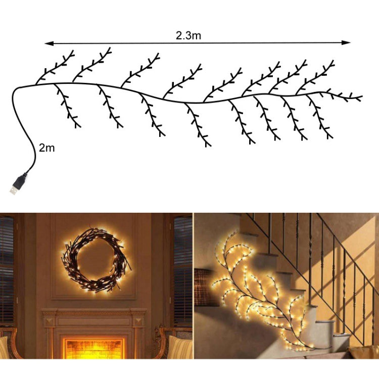2.3m 144 LEDs Branch Rattan String Lights Wedding Home Decor Garland Lamps