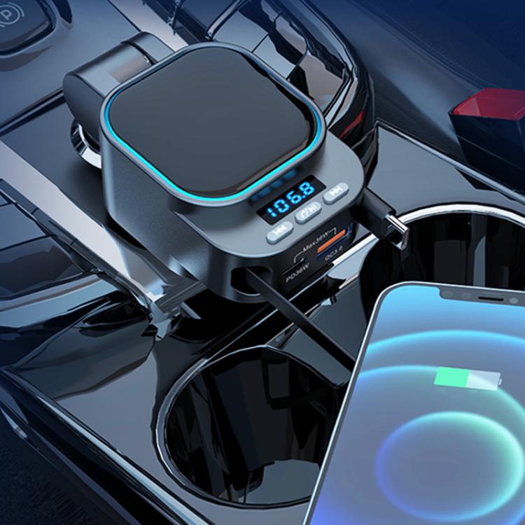 Dual Retractable Cable Car Charger Automobile Bluetooth MP3 Player