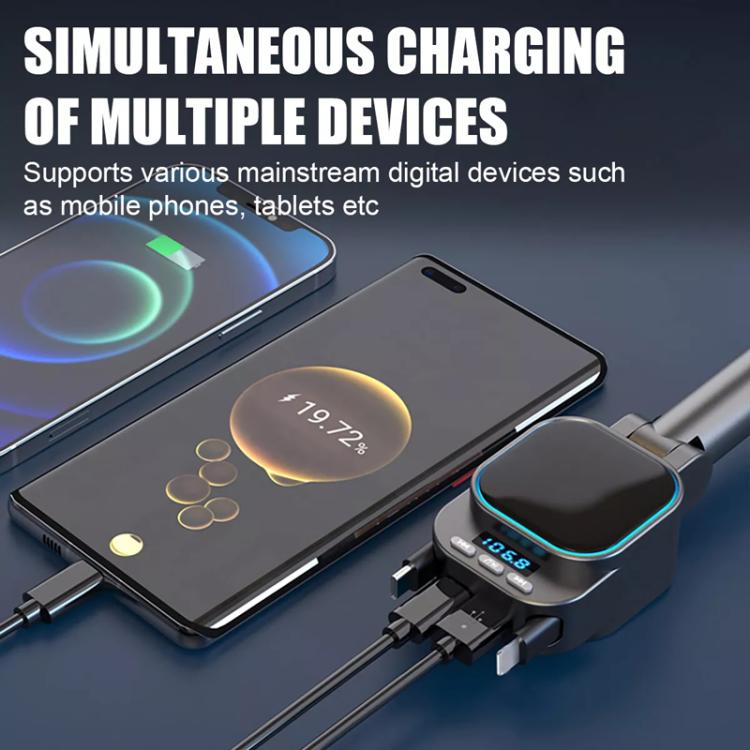 Dual Retractable Cable Car Charger Automobile Bluetooth MP3 Player