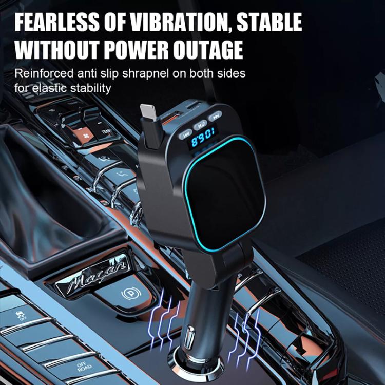 Dual Retractable Cable Car Charger Automobile Bluetooth MP3 Player