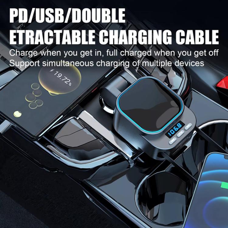 Dual Retractable Cable Car Charger Automobile Bluetooth MP3 Player