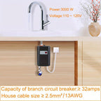 3000W Small Tankless Electric Water Heater For Kitchen Bathroom