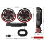 F7201 Car Foldable Rotating USB Dual-Head Fan