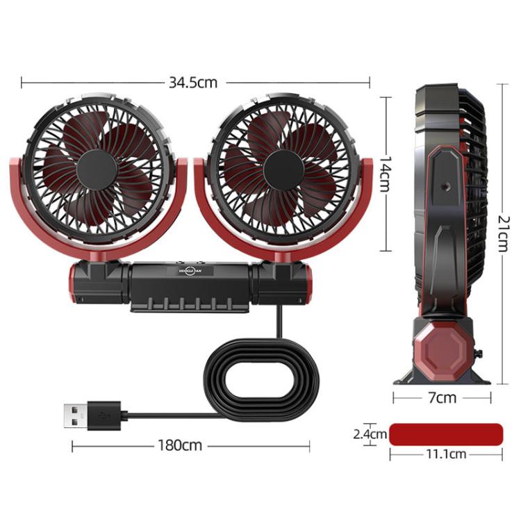 F7201 Car Foldable Rotating USB Dual-Head Fan