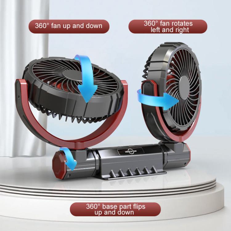 F7201 Car Foldable Rotating USB Dual-Head Fan