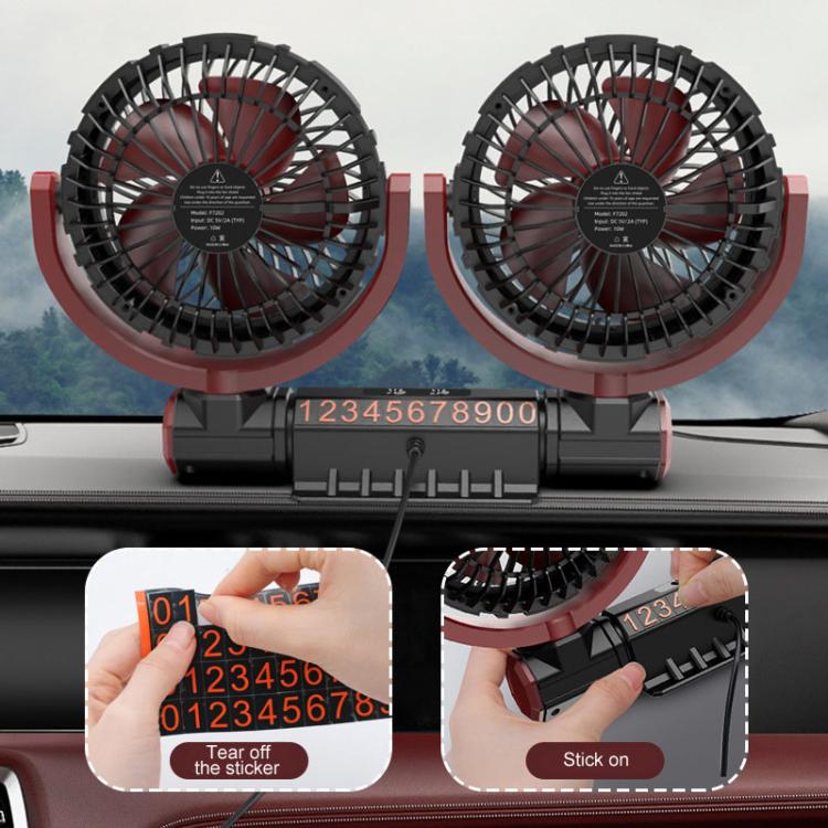 F7201 Car Foldable Rotating USB Dual-Head Fan