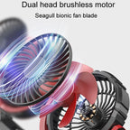 F7201 Car Foldable Rotating USB Dual-Head Fan