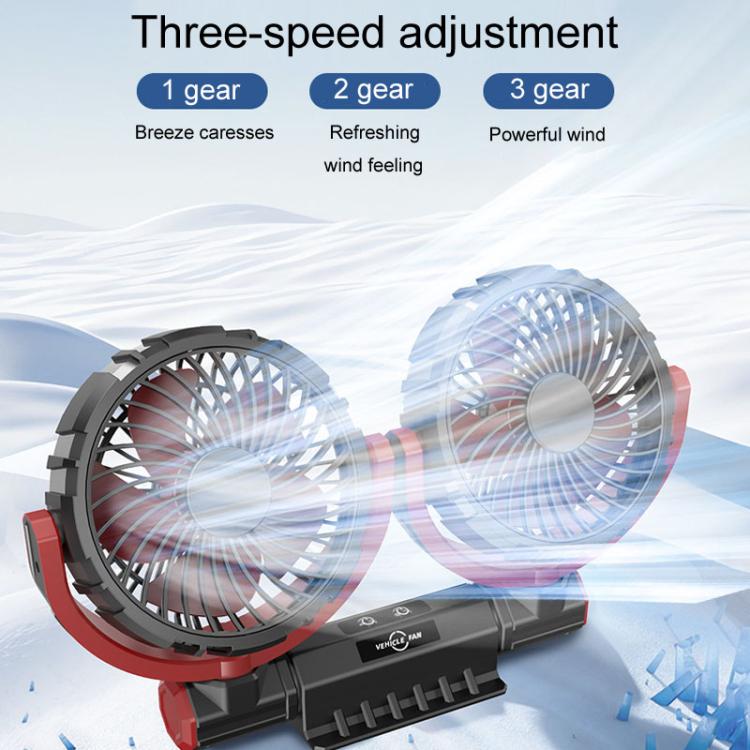 F7201 Car Foldable Rotating USB Dual-Head Fan