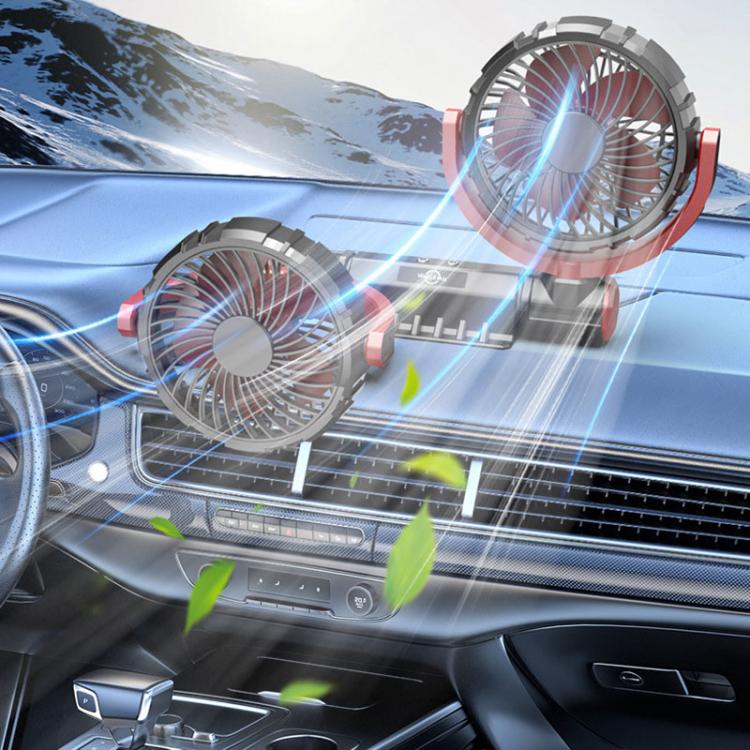 F7201 Car Foldable Rotating USB Dual-Head Fan
