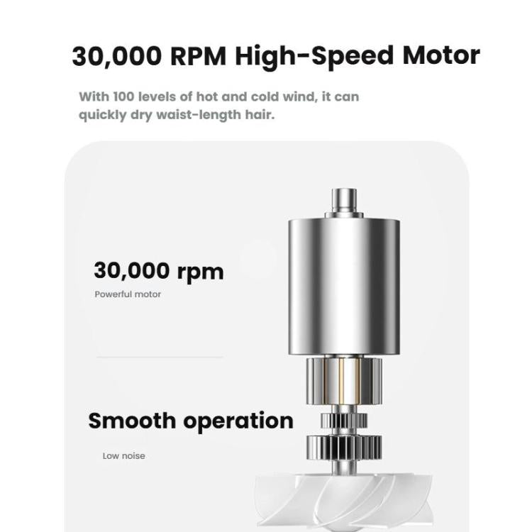 Wireless Hair Dryer With 30,000 RPM High-Speed Motor, 100-Level Adjustable Cool/Warm Air, 15600mAh Long-Lasting Battery