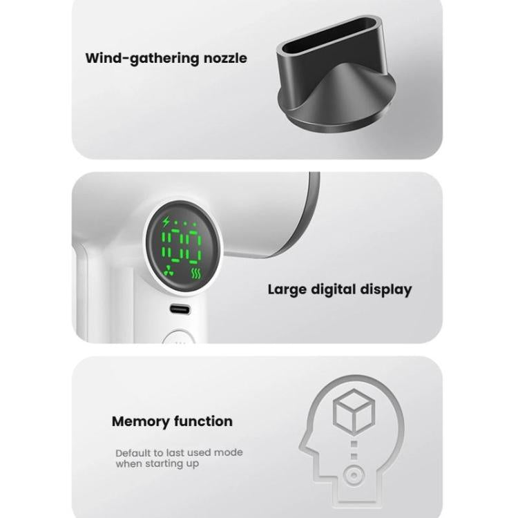 Wireless Hair Dryer With 30,000 RPM High-Speed Motor, 100-Level Adjustable Cool/Warm Air, 15600mAh Long-Lasting Battery