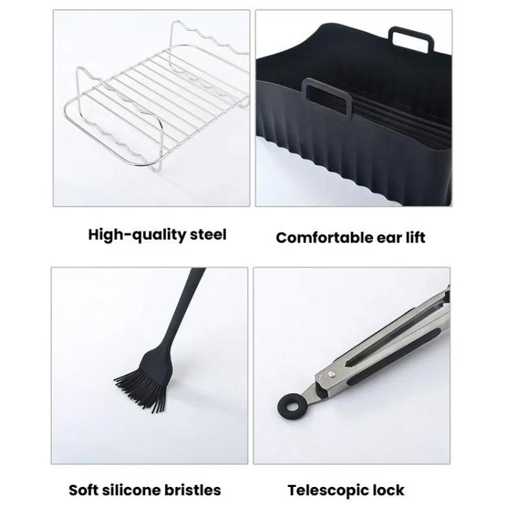 Air Fryer Accessories Set Airfryer Mold Liner Reusable Oven Grill Baking Rack