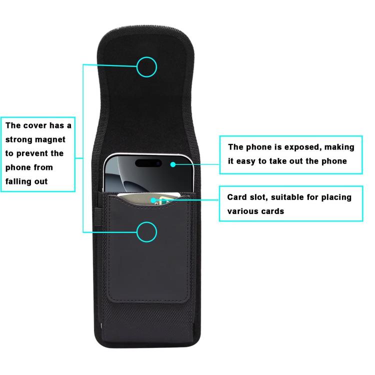 Mobile Phone Belt Clip Case Vertical Magnetic Closure Waist Pack with Card Slot For Men