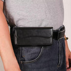 Horizontal Leather Belt Loop Cell Phone Holster Magnetic Snap Closure Waist Pack
