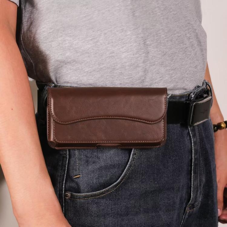 Horizontal Leather Belt Loop Cell Phone Holster Magnetic Snap Closure Waist Pack