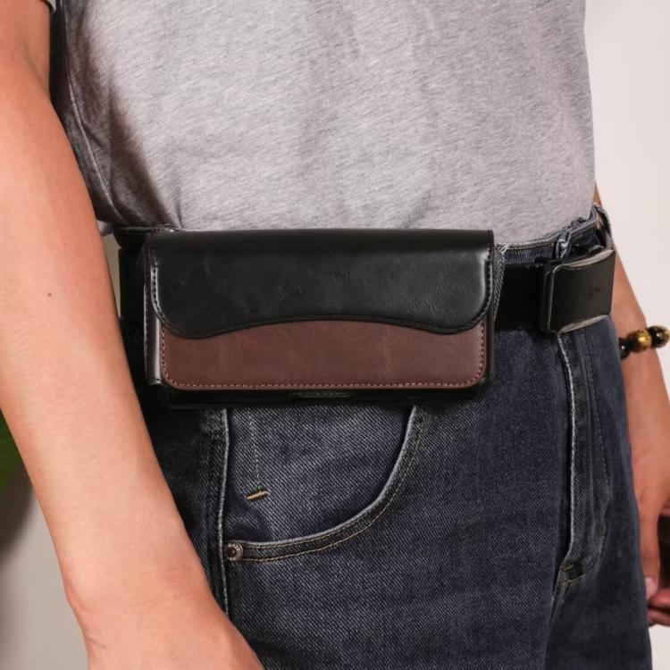 Horizontal Leather Belt Loop Cell Phone Holster Magnetic Snap Closure Waist Pack