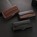 Horizontal Leather Belt Loop Cell Phone Holster Magnetic Snap Closure Waist Pack