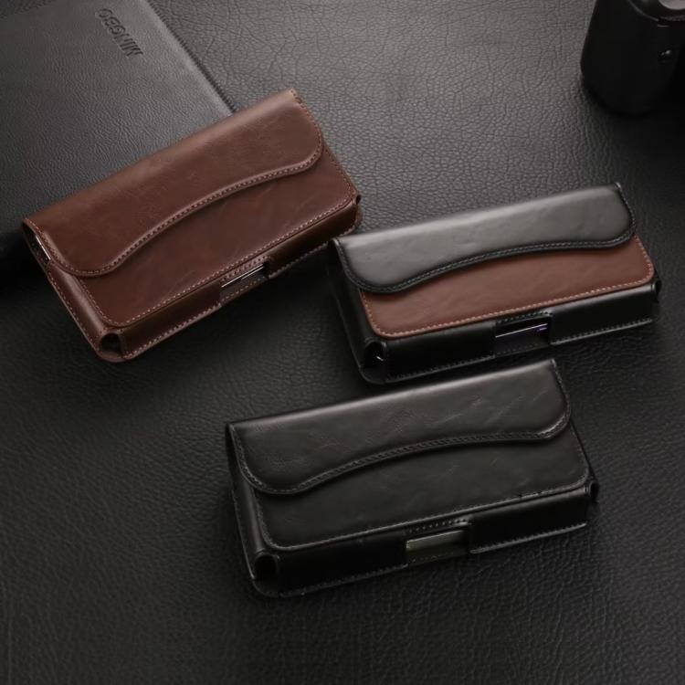 Horizontal Leather Belt Loop Cell Phone Holster Magnetic Snap Closure Waist Pack