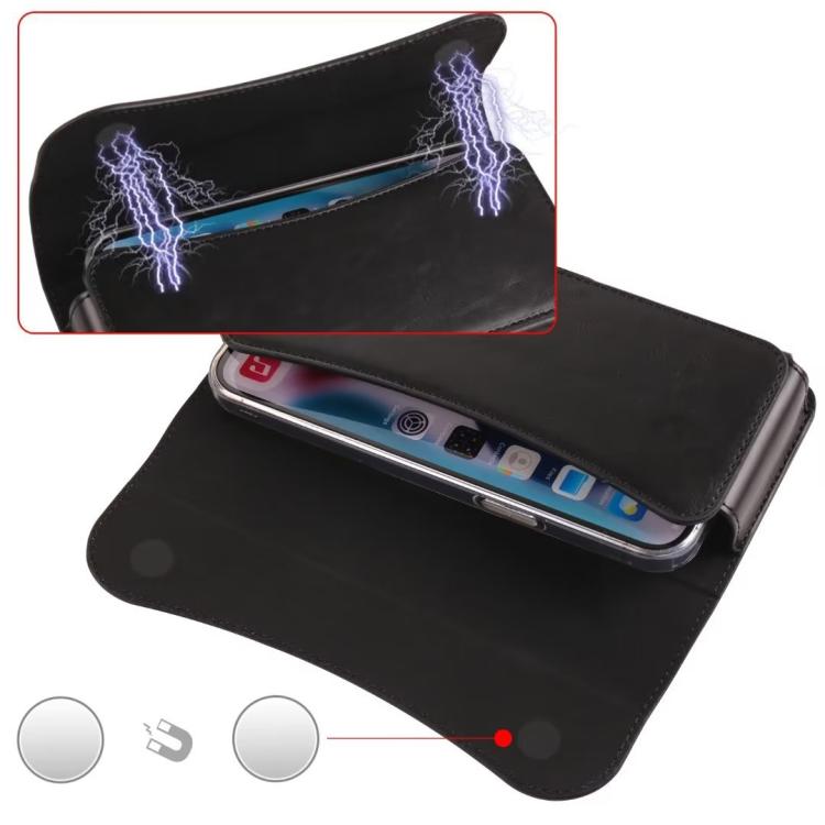 Horizontal Leather Belt Loop Cell Phone Holster Magnetic Snap Closure Waist Pack