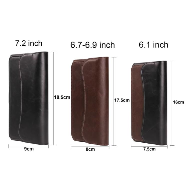 Horizontal Leather Belt Loop Cell Phone Holster Magnetic Snap Closure Waist Pack