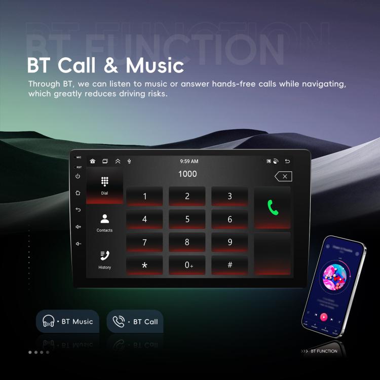 9 Inch Android 4+64G Dual-Butt Large Screen Car Carplay Built-In DAB Car Central Control Integrated Navigation System