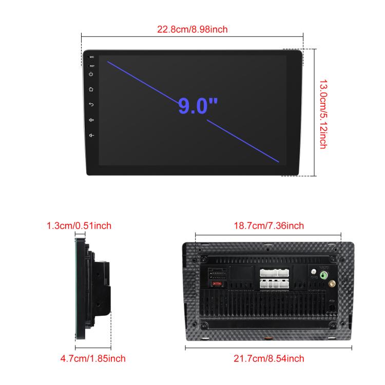 9 Inch Android 4+64G Dual-Butt Large Screen Car Carplay Built-In DAB Car Central Control Integrated Navigation System