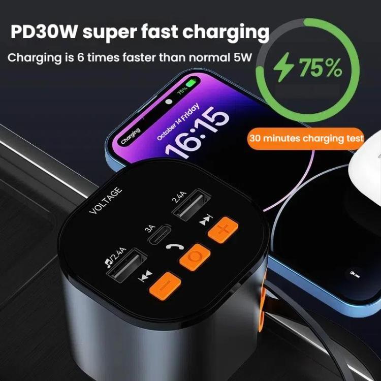 Multifunctional PD Bluetooth-Compatible USB Cigarette Lighter Car Fast Charging