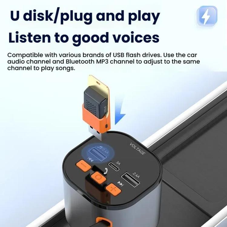 Multifunctional PD Bluetooth-Compatible USB Cigarette Lighter Car Fast Charging