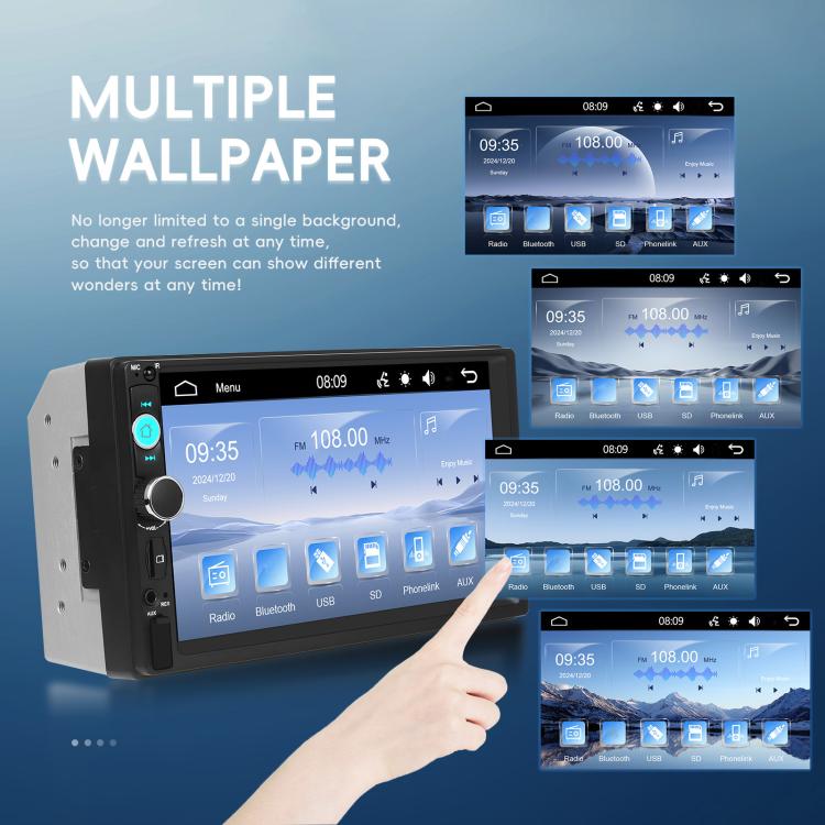 7 Inch Wired Carplay Dual Butt MP5 Player Bluetooth Big Screen Car Center Control