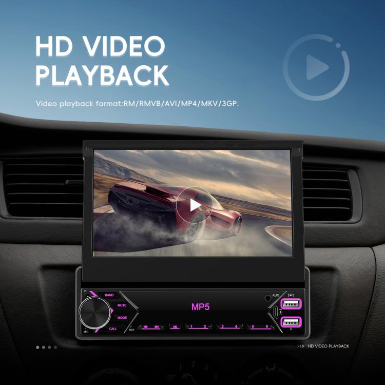 7 inch Universal Manual Retractable Screen Car MP5 Player Car Center Control All-in-One Wired Carplay