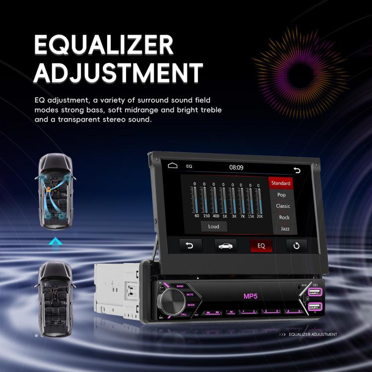 7 inch Universal Manual Retractable Screen Car MP5 Player Car Center Control All-in-One Wired Carplay