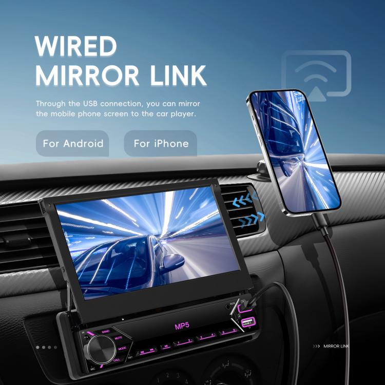 7 inch Universal Manual Retractable Screen Car MP5 Player Car Center Control All-in-One Wired Carplay