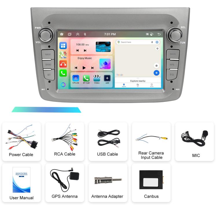 For Alfa Romeo MITO 2008-2016 7 inch Horizontal Screen Android 15 Carplay Car Center Control Integrated Machine