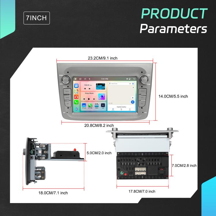 For Alfa Romeo MITO 2008-2016 7 inch Horizontal Screen Android 15 Carplay Car Center Control Integrated Machine