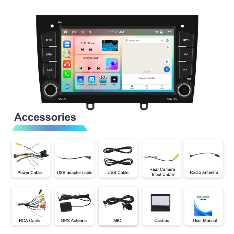 For Peugeot 408 7 inch Horizontal Screen Carplay Car Player Car Navigation Center Control