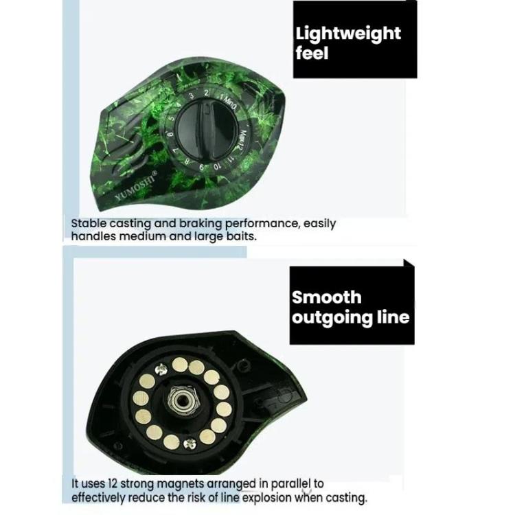 Baitcasting Fishing Reel 6.3:1 Gear Ratio With Magnetic Brake System, 12-Setting Adjustable