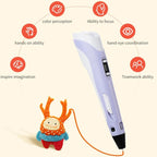 Hand-held 3D Printing Pen Kit with 20 Colors PLA Filament, Drawing Pad, Base, Scissors, Finger Guards, Art Book & Accessories