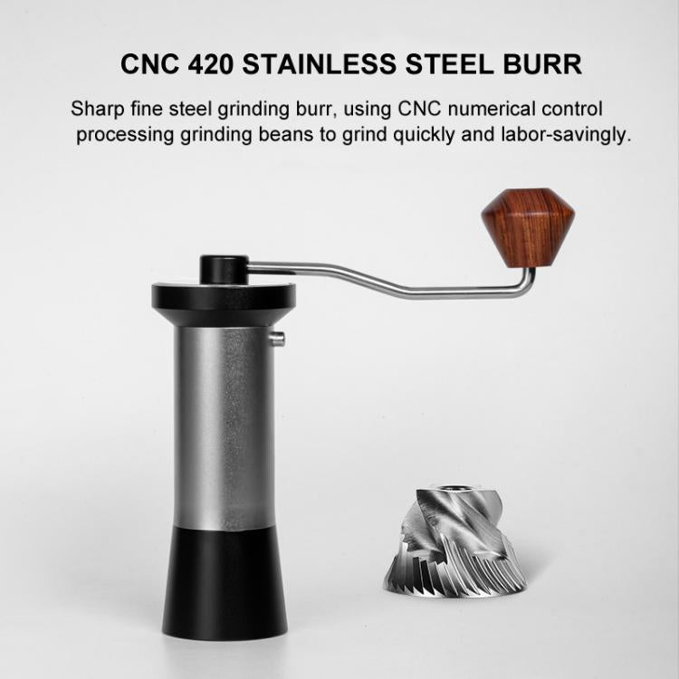 Manual Coffee Grinder with 5-Claw 420 Stainless Steel Burr External Click Adjustable Grind Settings