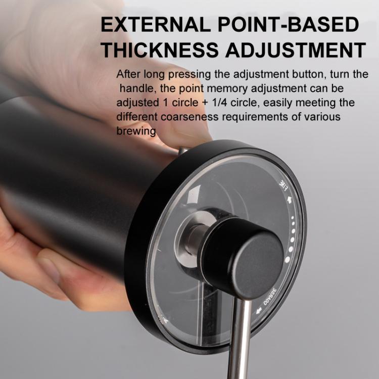 Manual Coffee Grinder with 5-Claw 420 Stainless Steel Burr External Click Adjustable Grind Settings