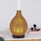 100ML Hollow Rattan Ultrasonic Humidifier & Aromatherapy Diffuser with 7-Color LED Lights