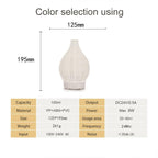 100ML Hollow Rattan Ultrasonic Humidifier & Aromatherapy Diffuser with 7-Color LED Lights