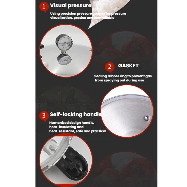 32cm/23L Pressure Cooker Induction & Gas Stove Compatible Aluminum Alloy Straight Body Design & Built-in Gauge