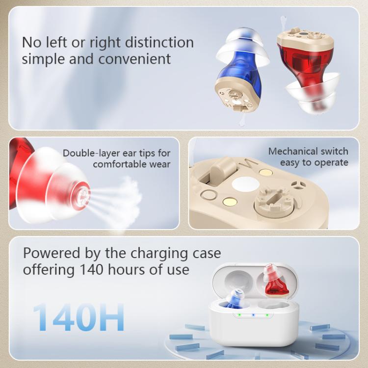 CIC Invisible Hearing Amplifier With Mini Charging Case Portable Hearing Aid Device For Seniors