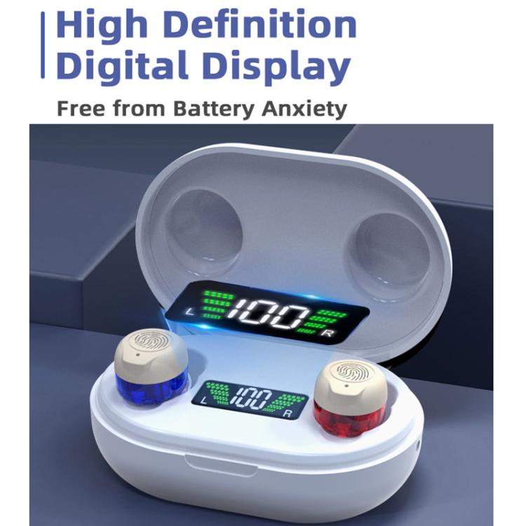 Wireless Invisible Hearing Aid With Digital Display Charging Case & Touch Control