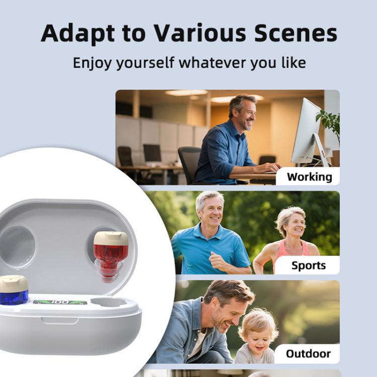 Wireless Invisible Hearing Aid With Digital Display Charging Case & Touch Control