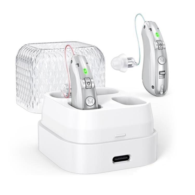 Behind-The-Ear Hearing Amplifier With Charging Case Sound Enhancer For Seniors