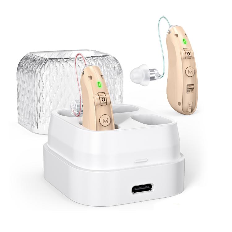 Behind-The-Ear Hearing Amplifier With Charging Case Sound Enhancer For Seniors