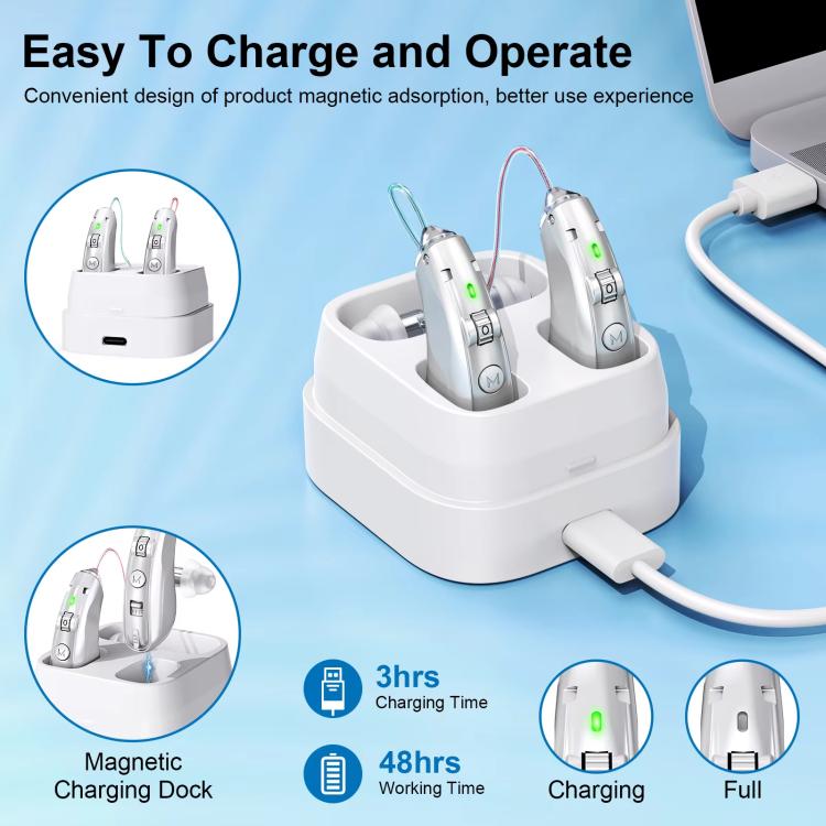 Behind-The-Ear Hearing Amplifier With Charging Case Sound Enhancer For Seniors